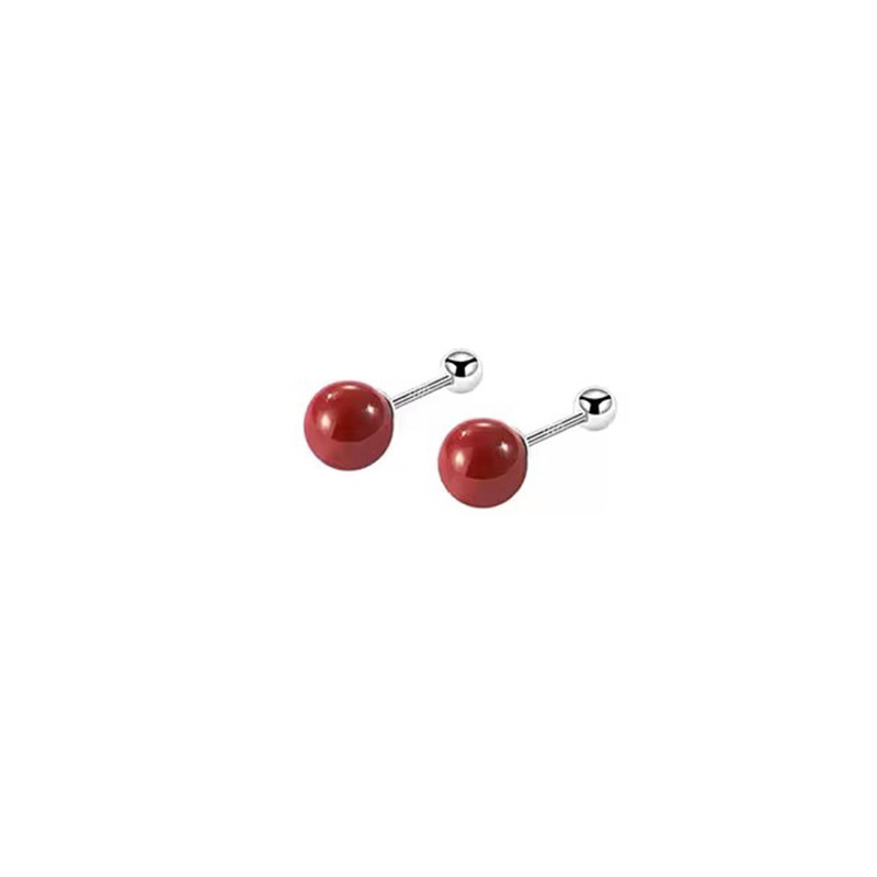 Cinnabar red ear studs for women, no need to remove ear bone studs while sleeping, nourishing ear holes, elegant earrings, best-selling, niche design sense earrings Item Picture