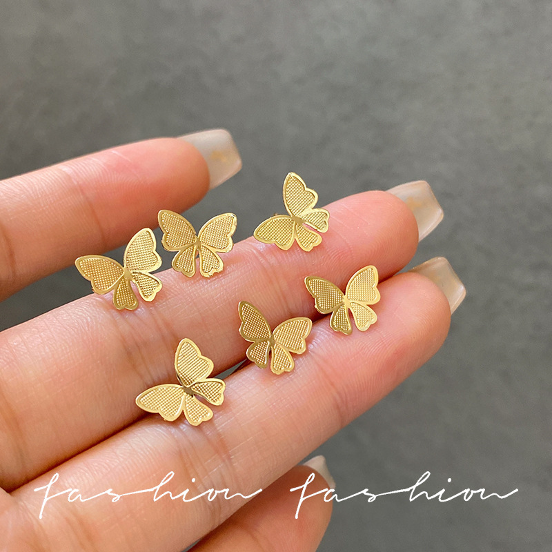Japanese and Korean Little Butterfly set ear studs, daily small and exquisite ear care accessories wholesale 2025 New style bestsellers full figure