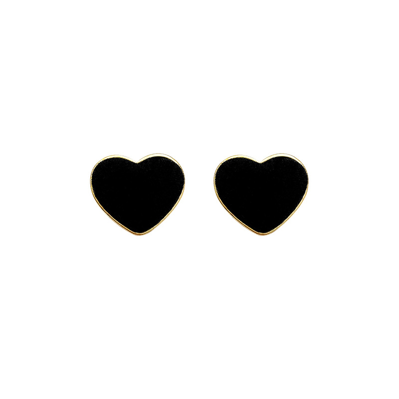 Retro flocked heart-shaped earrings for women, simple and versatile for autumn and winter, trendy ear studs, fashionable earrings Item Picture