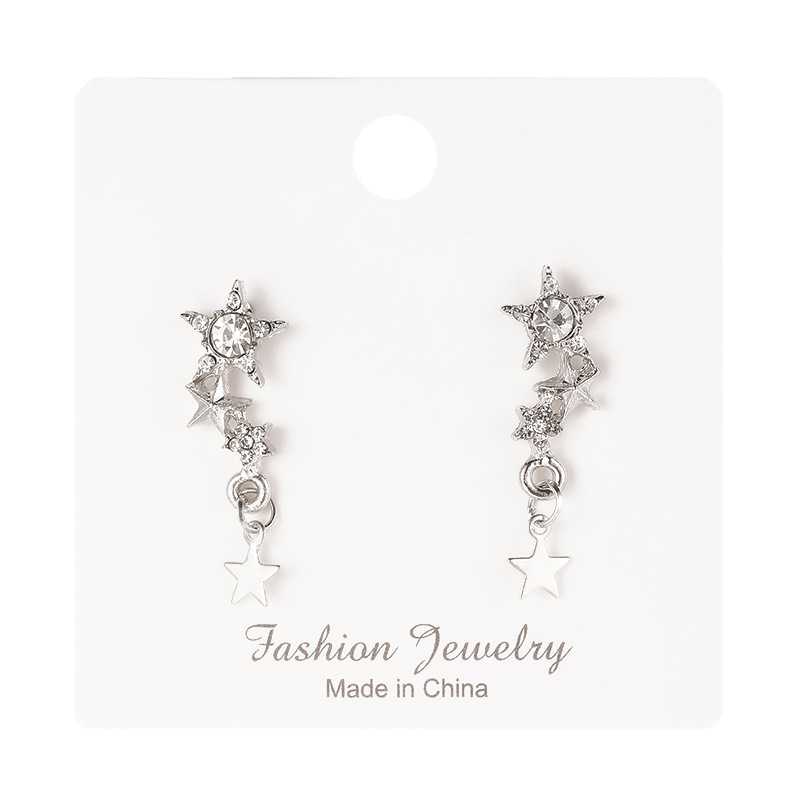 European and American cross-border simple and high-end style, exquisite star-shaped stud earrings, women's light luxury and niche style, five-pointed star pendant earrings Item Picture