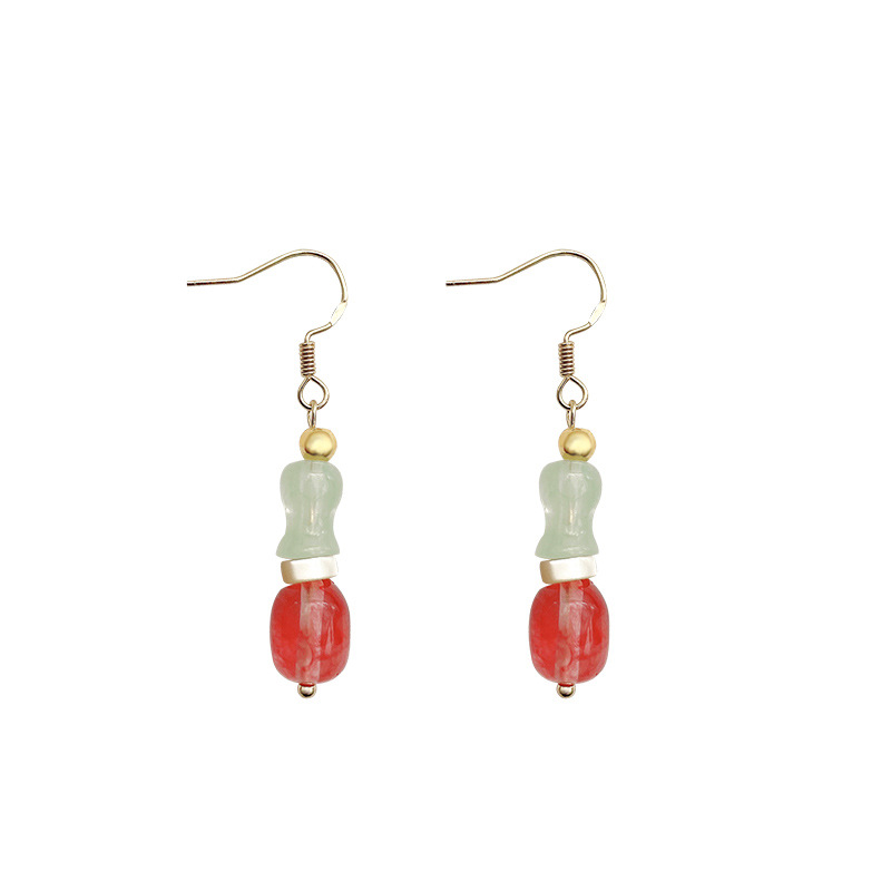 Retro bamboo joint jade earrings, niche design sense, high-end light luxury ancient-style earrings, new Chinese-style earrings, ear hooks, autumn and winter Item Picture