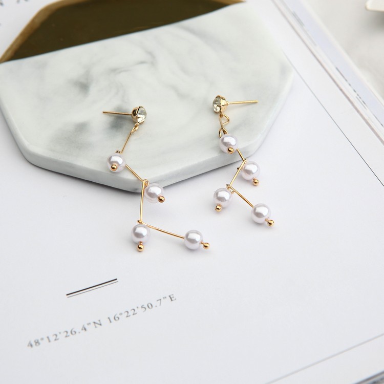 New Japanese and Korean minimalist high-gloss pearl earrings, women's tree branch curved line design, long stud fairy earrings Application Scenario