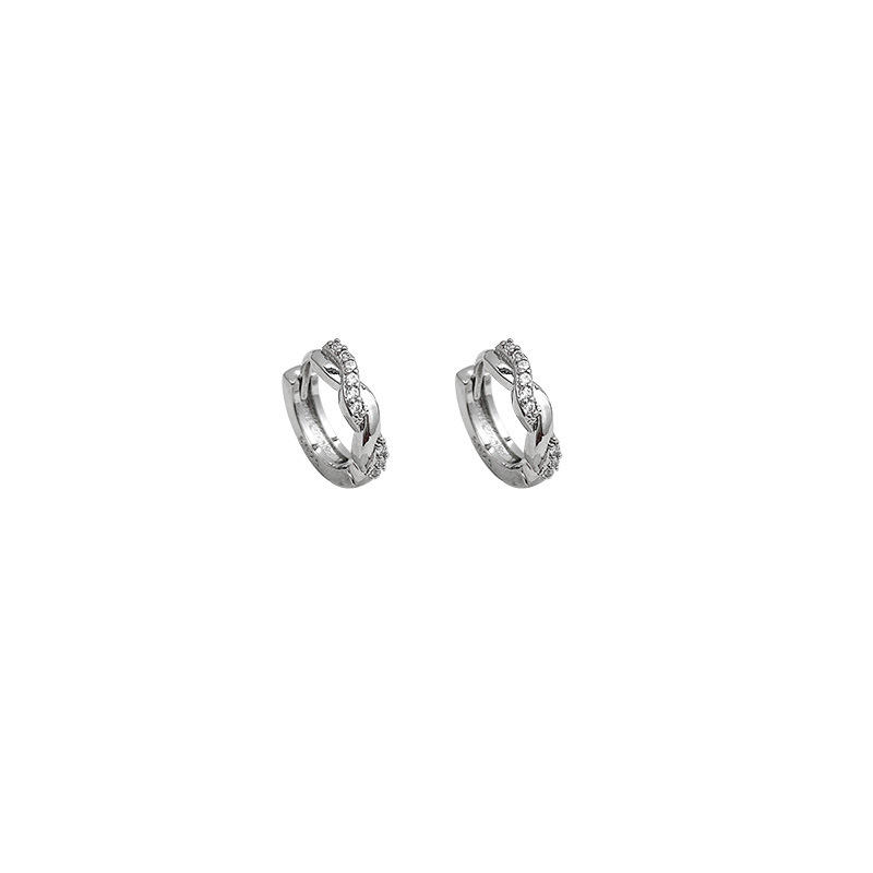 Micro-inlaid zircon circular ear buckle women's Japanese and Korean simple and elegant light luxury earrings, niche design ear care accessories wholesale Item Picture
