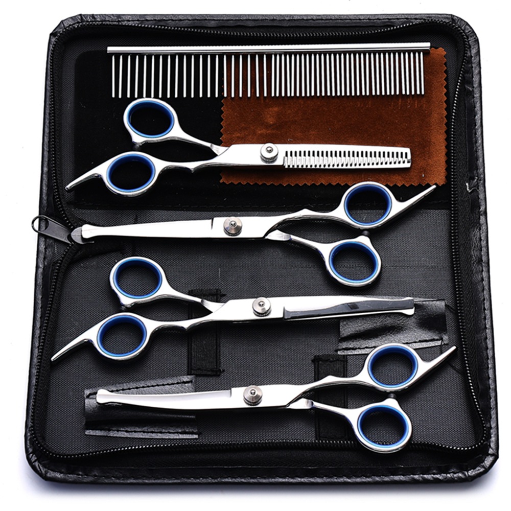 Pet grooming scissors set, split color flat scissors, upper and lower curved fishbone, cat and dog grooming and hairdressing pet scissors undefined