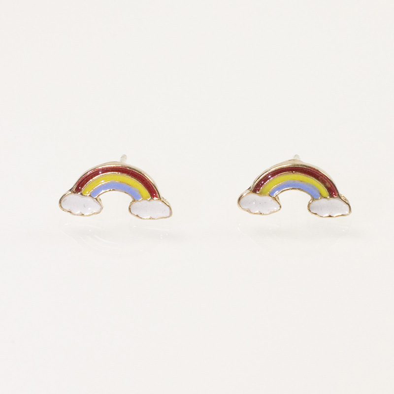 S925 Silver Needle Niche design Rainbow cloud Stud earrings, fresh and cute earrings, small and simple ladies' stud earrings full figure