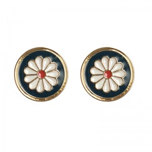 S925 Silver Needle fashionable Retro colorful oil-dripping Daisy stud earrings Simple vintage ancient style flower stud earrings Item Picture