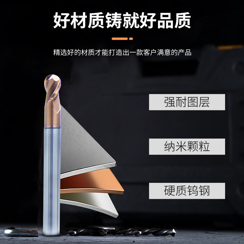The flat milling cutter factory offers a complete range of 65-degree 4-edge tungsten steel specifications with a bronze-coated hard alloy for CNC steel molds Specification drawing