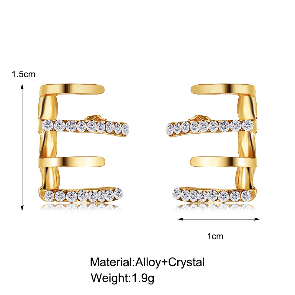 TEMU's best-selling four-prong ear stud earrings feature a creative and simple design with rhinestones and a cold style. The arc-shaped four-prong stud earrings exude a sense of design Specification drawing