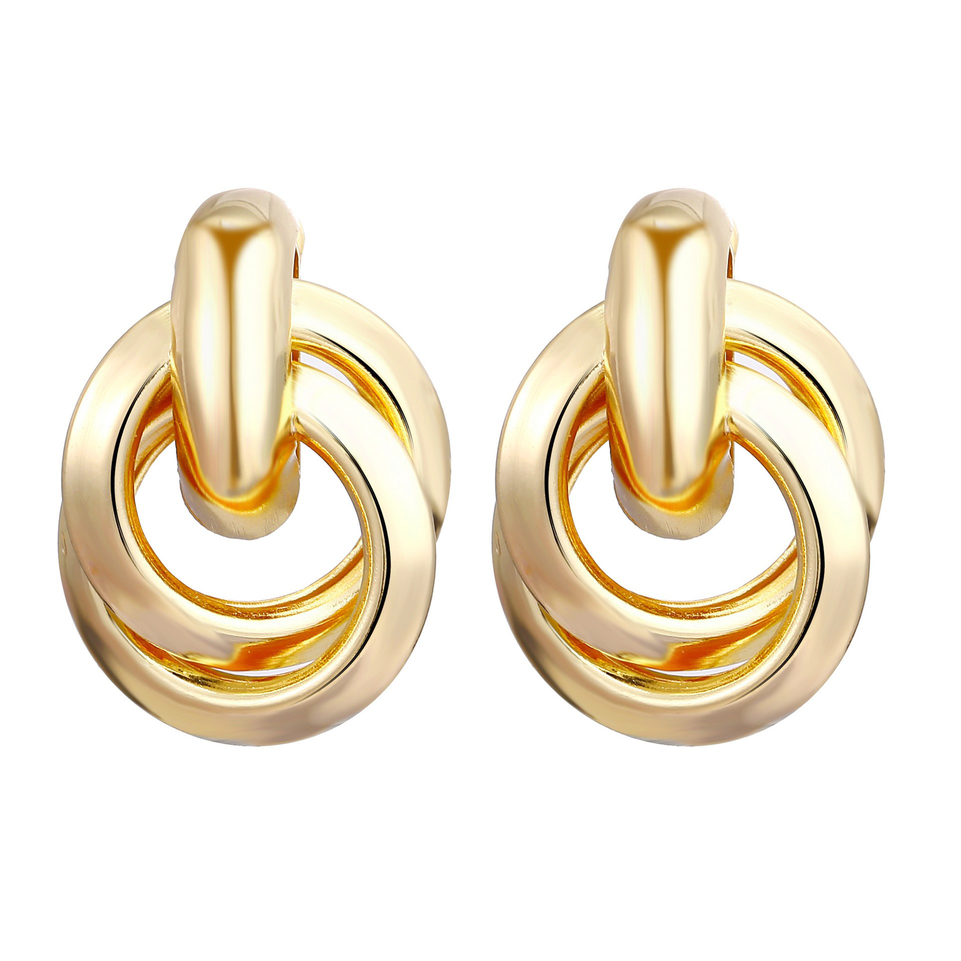 New European and American fashion geometric stud earrings, stainless steel pins, retro ring earrings, popular metal style earrings for women Item Picture