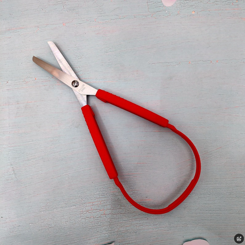 Stainless steel children's safety small scissors, circular student scissors, DIY paper-cutting scissors, elastic children's small scissors, handmade Specification drawing