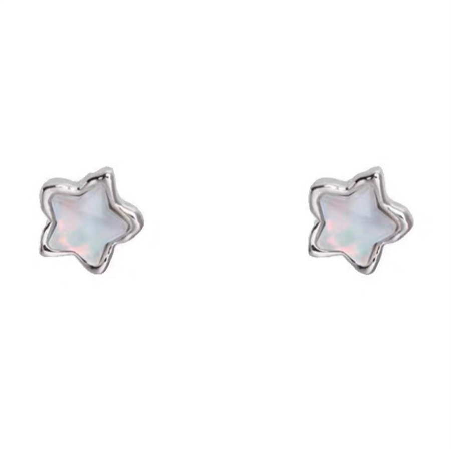 Clear blue star zircon stud earrings for women, small, exquisite and cool style earrings, niche design, high-end earrings, 925 silver Item Picture