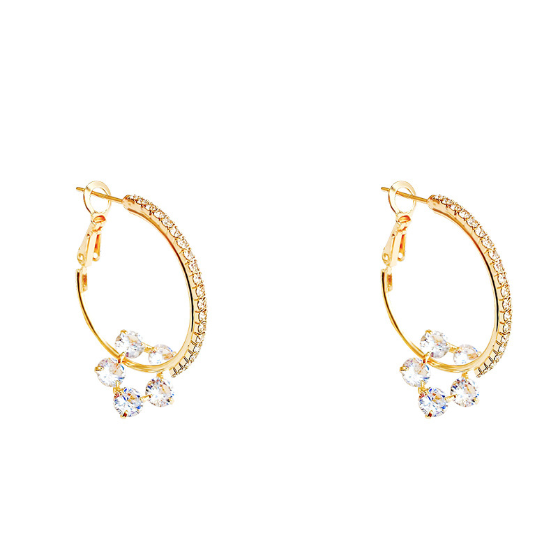 Simple and niche forest-themed flower earrings, trendy zircon ear rings on Instagram, high-end and versatile earrings wholesale Item Picture
