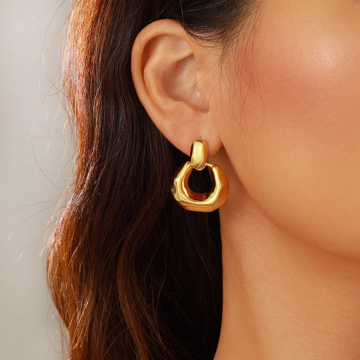 Amazon's best-selling 3-piece set of trendy irregular geometric earrings, a high-end, exquisite and personalized women's ear accessory set details Picture