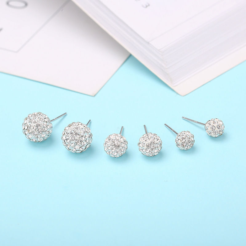 S925 Silver Shambhala Diamond Ball Stud earrings, Super Sparkling crystal ball earrings, round full diamond clay jewelry wholesale Application Scenario