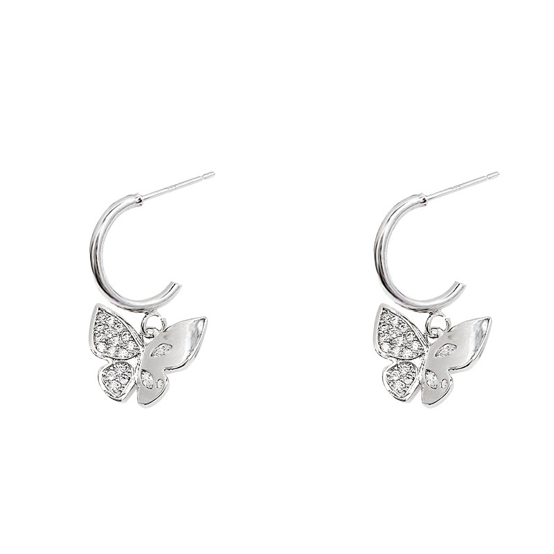 Unique design sense, niche butterfly earrings, women's light luxury and high-end temperament, small and simple Korean internet-famous stud earrings Item Picture