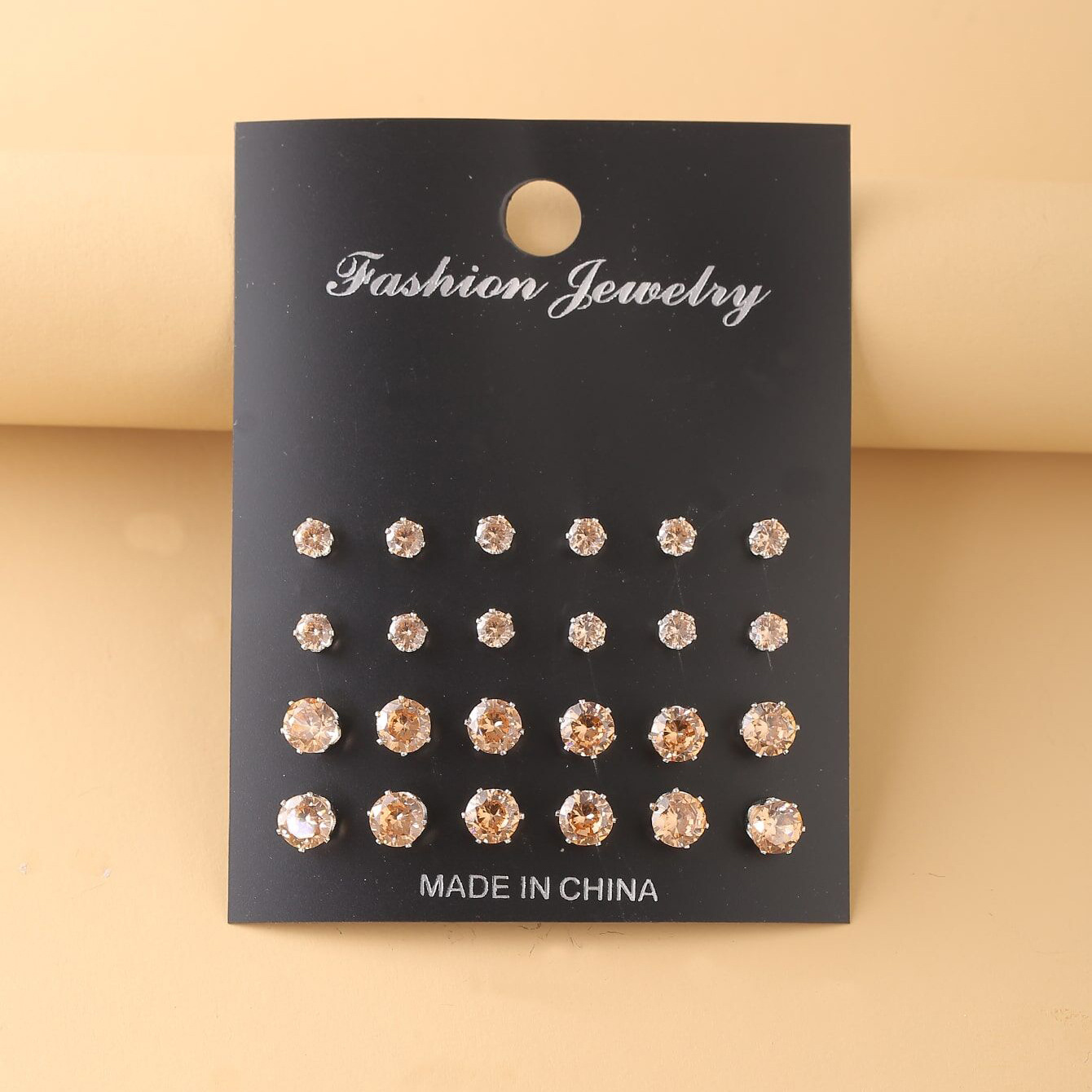 European and American export ear accessories with crystal zirconium six-prong 12-pair earrings, cross-border best-selling ear stud set earrings Specification drawing