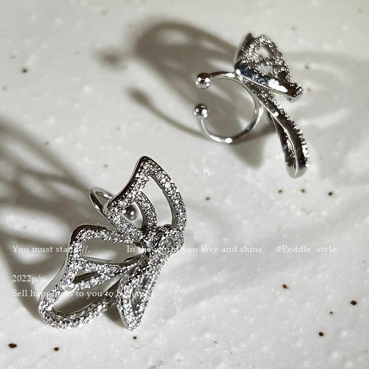 Light luxury butterfly ear clips for women without ear holes, new cold style ear bone clips, niche design earrings, high-end earrings details Picture
