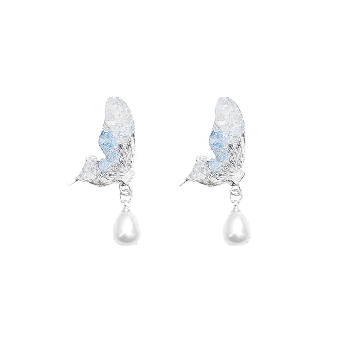 Super ethereal, butterfly pearl tassel stud earrings for women, light luxury and high-end feel, niche design, simple and unique earrings Item Picture