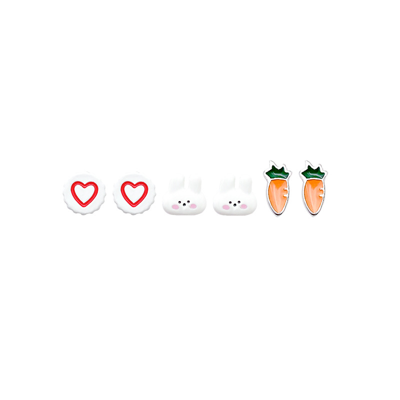 925 Silver Needle Set Rabbit Stud Earrings for Women 2025 New Style Cute Children's Ear Piercing Earrings and earrings with a high-end feel Item Picture