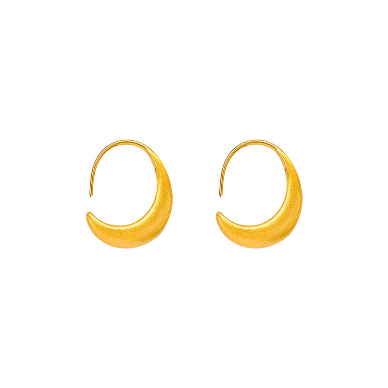 s925 sterling silver matte brushed C-shaped ear hook oval-shaped hook earrings, a niche design with a high-end feel, are unique earrings Item Picture
