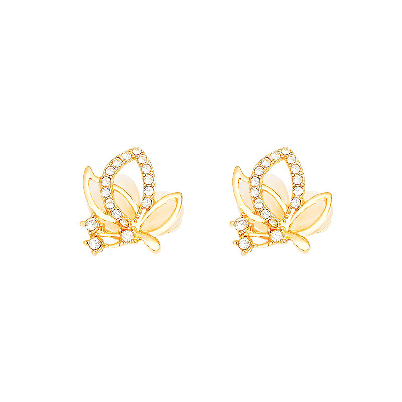 Butterfly cat's eye stone ear studs for women, small, exquisite, high-end and elegant earrings, niche design sense, gold earrings wholesale Item Picture