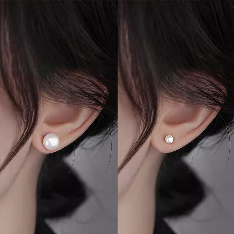 925 Silver Needle Pearl ear Stud, women's ear piercing earrings, earrings and accessories, no need to remove screws for sleeping, small ear bone stud accessories Specification drawing