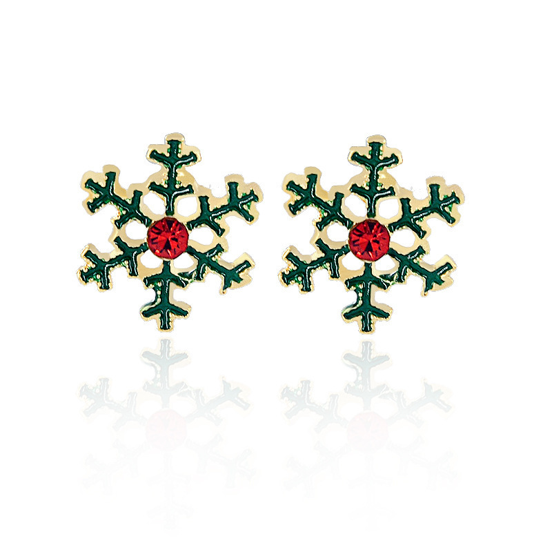 New European and American Christmas tree, old man snowflake, reindeer stud earrings, creative party, Christmas Eve and Christmas earrings Application Scenario