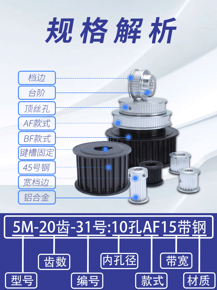 5 m synchronous round spot pulley 25/30/36/40/50/60/72/18/20 tooth synchronous belt wheel carbon steel Specification drawing