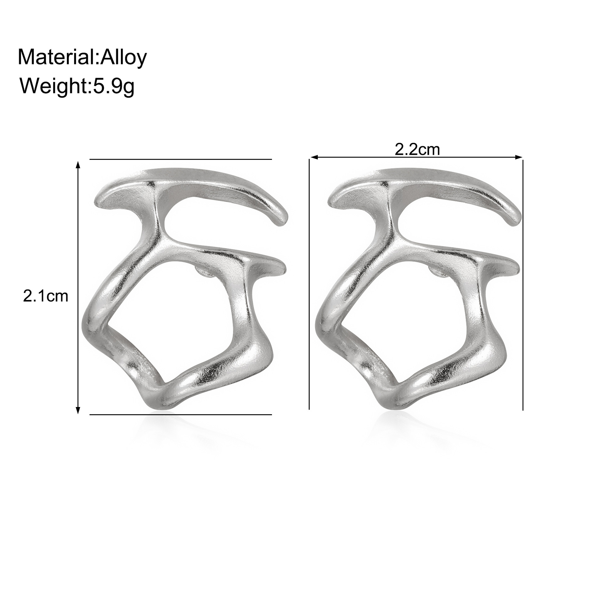 Irregular, high-end, hollowed-out stud earrings with a cold and feminine style, unique and niche metal earrings and earrings designed on Instagram details Picture
