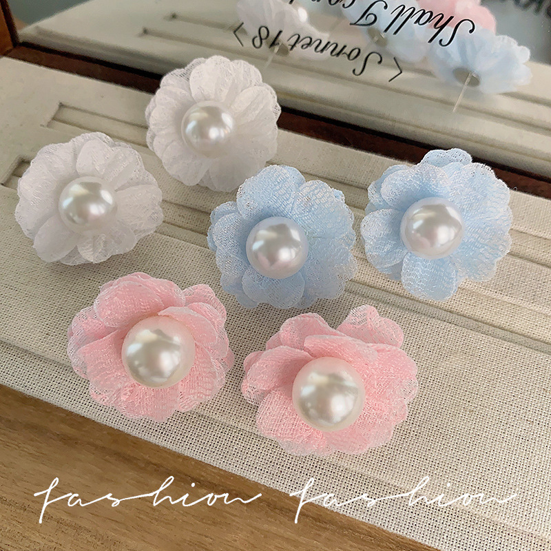 Dopamine Pink rose stud earrings for women, 2025 new pearl earrings, cute, sweet, high-end and elegant earrings details Picture