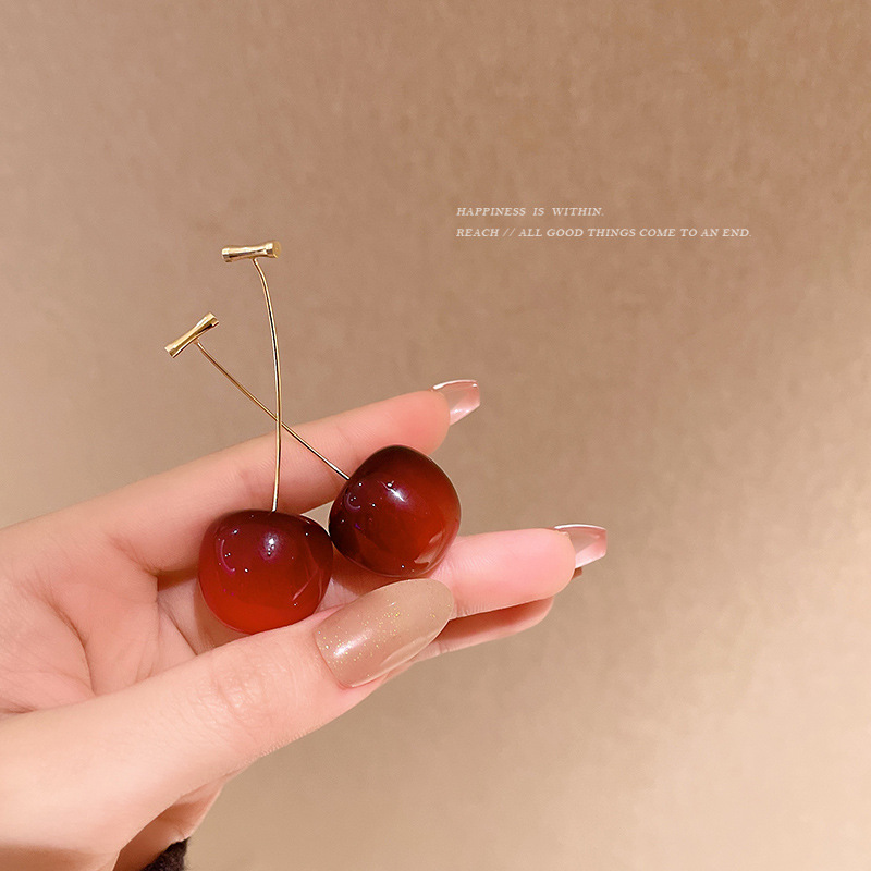 Korean Instagram pastoral windmill cherry earrings, a unique long pair of earrings, are fashionable and elegant earrings that are popular on the Internet Application Scenario