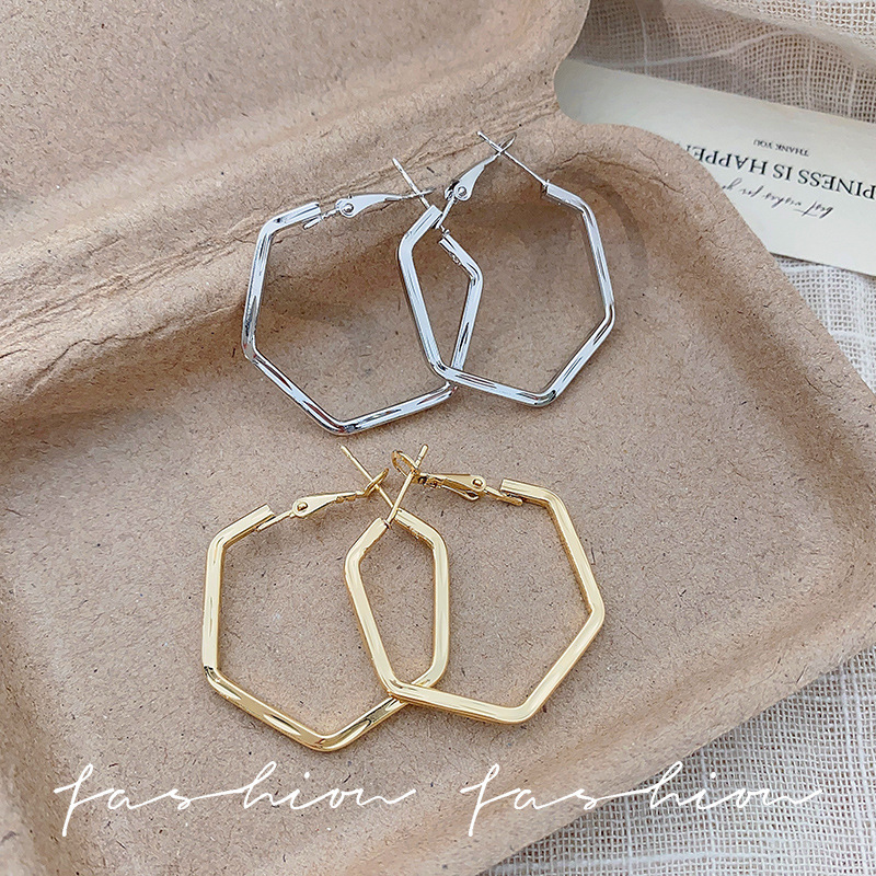 Irregular-shaped circle earrings, large geometric circle earrings, fashionable and elegant earrings for women, 925 silver needle full figure