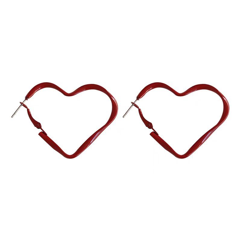 Festive atmosphere ~ Niche design sense New Year red heart-shaped earrings, 2025 new trendy stud earrings for women Item Picture