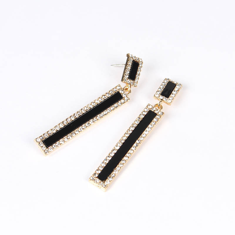 S925 Silver needle versatile Earrings for women, geometric square pendants, exaggerated earrings, long tassels, elegant stud earrings Specification drawing