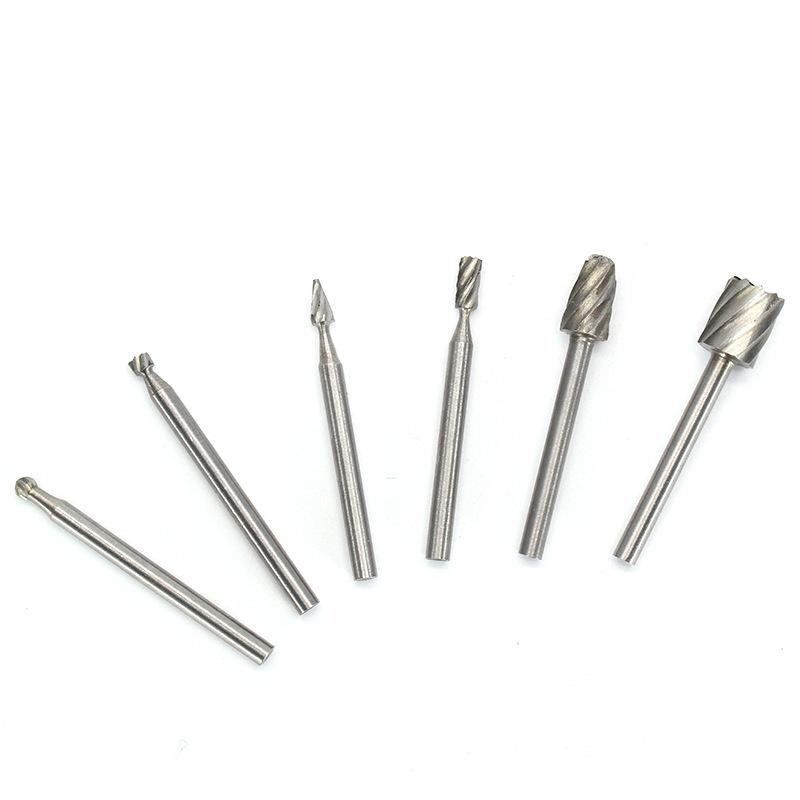 Woodworking milling cutter, special-shaped high-speed steel, electric grinding engraving, rotary file, tea tray, root carving, grinding head 6PC manufacturer Application Scenario