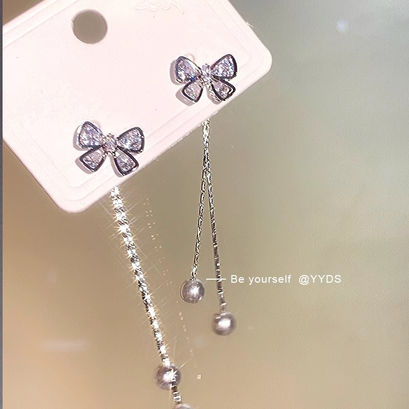 Super fairy long butterfly zircon tassel stud earrings, high-end and versatile, with a niche design sense. Wholesale of earrings and accessories Application Scenario