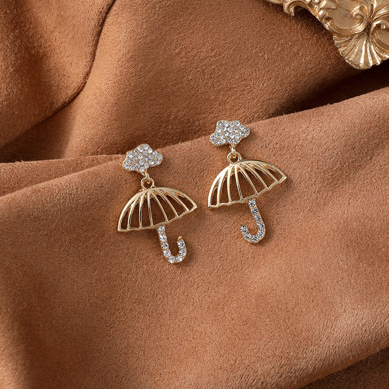 S925 Silver Needle, a new Korean style with a full diamond umbrella, cute and elegant, and stud earrings, a female Internet celebrity with a trendy personality details Picture