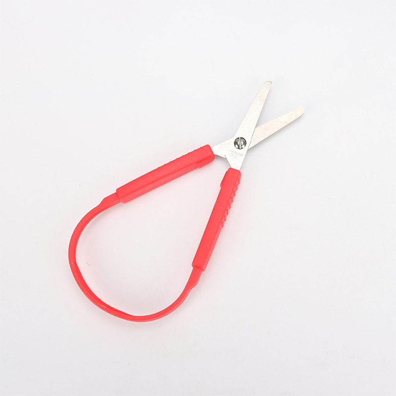 Stainless steel children's safety small scissors, circular student scissors, DIY paper-cutting scissors, elastic children's small scissors, handmade undefined