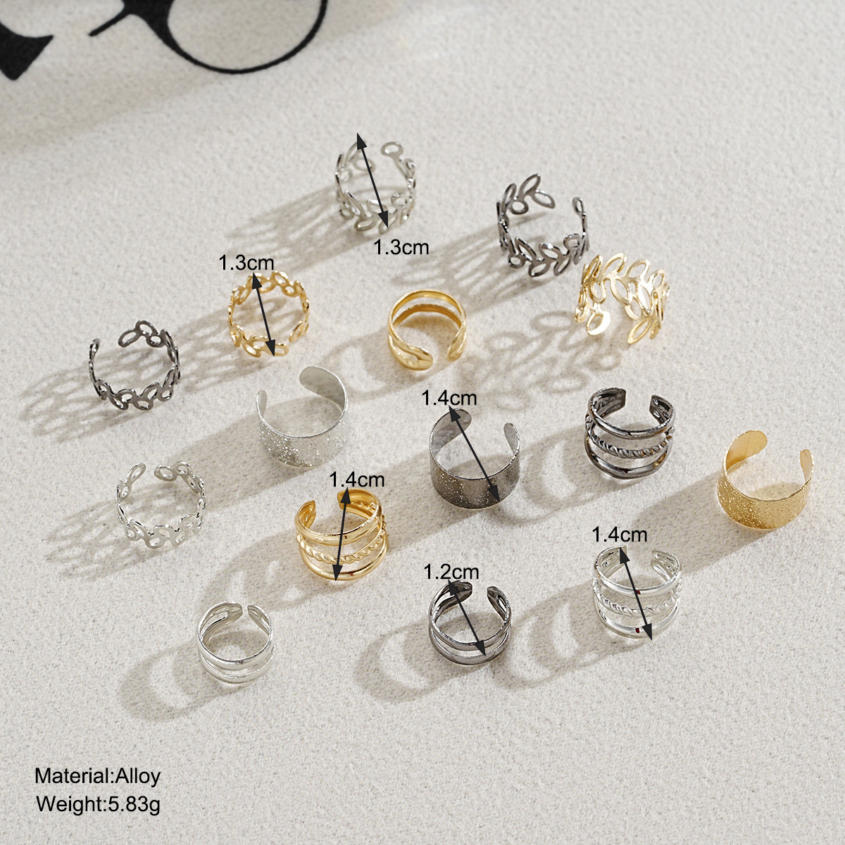 Cross-border European and American accessories, fashionable and high-end flower ear clip set, 15-piece set, women's ear clips without ear holes, hot-selling accessories details Picture