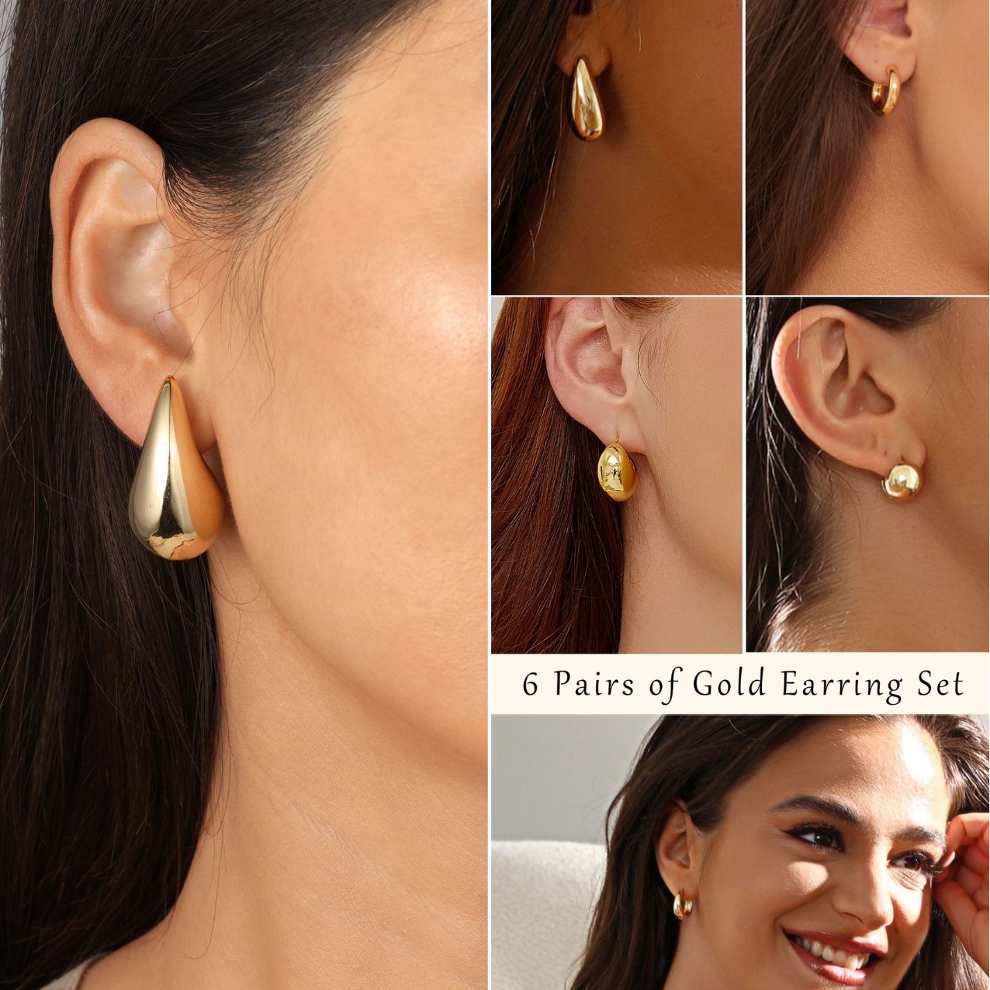 A 6-piece set of trendy, simple, creative and elegant waterdrop ear rings for women on Amazon, featuring cross-border accessories from Europe and America Application Scenario