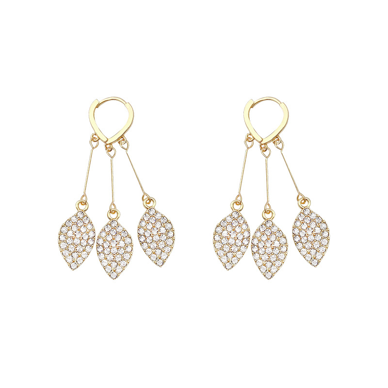 Micro-set light luxury full diamond zirconia tassel earrings for women, Japanese and Korean, exquisite and high-end, noble and fashionable stud earrings, niche earrings Item Picture
