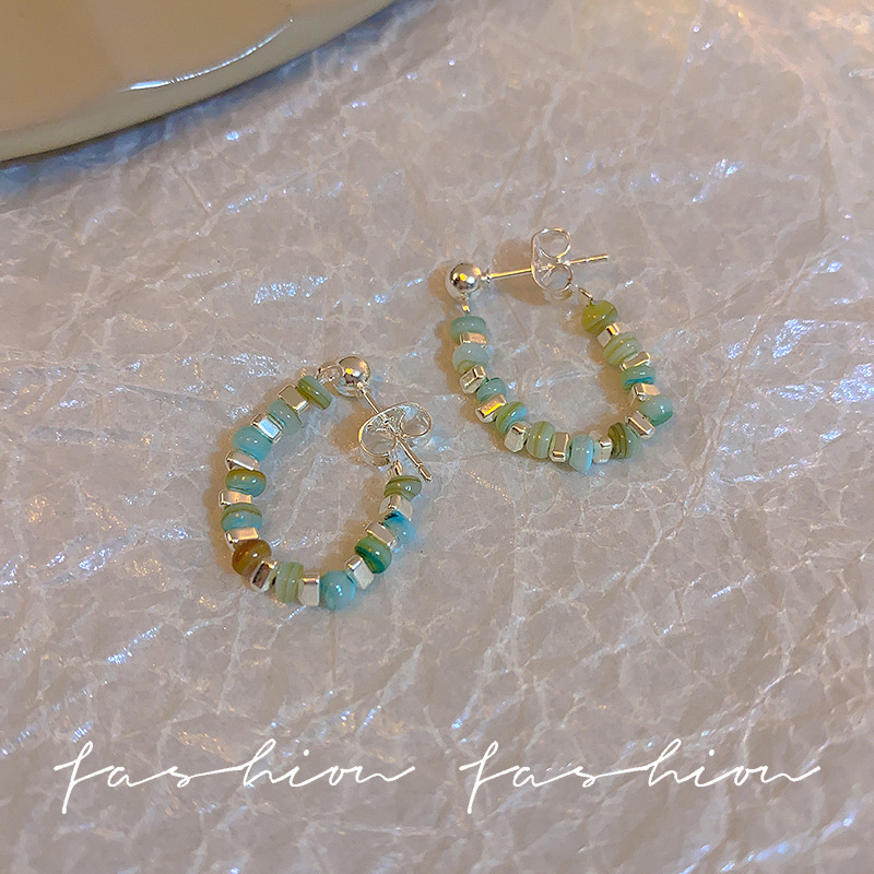 Instags-style colorful silver beaded earrings for women, 2025 new tassel crystal stud earrings, a unique and light luxury accessory Specification drawing