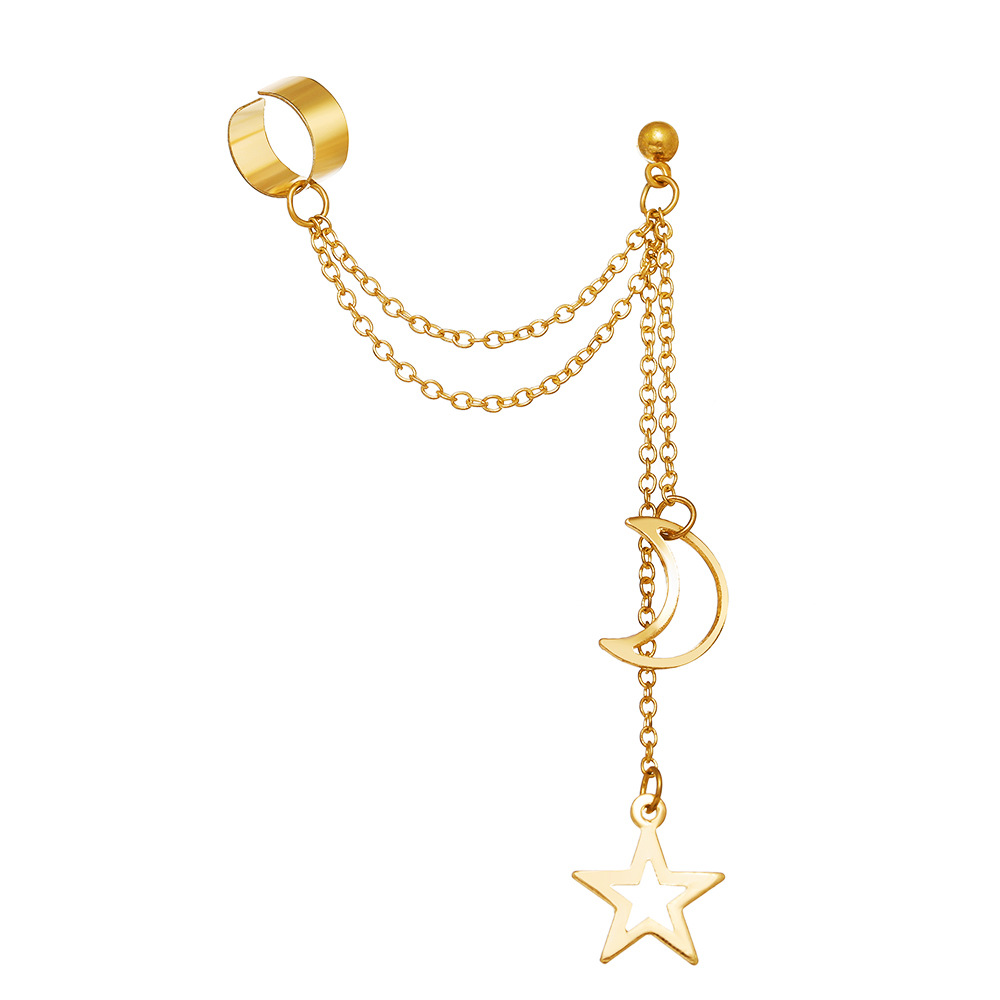 New cross-border ear clips from Europe and America, creative, retro and simple alloy metal ear clips, five-pointed star earrings for women Item Picture