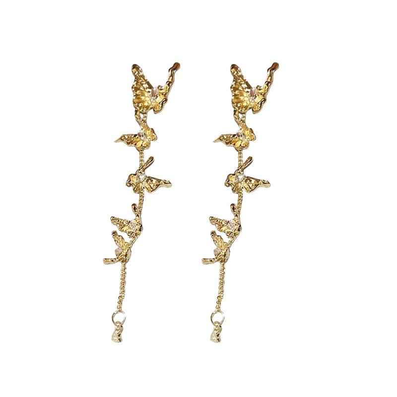 Gilded Butterfly Love ~ Golden Butterfly tassel Earrings for women, a light luxury and high-end look, elegant and stylish earrings Item Picture