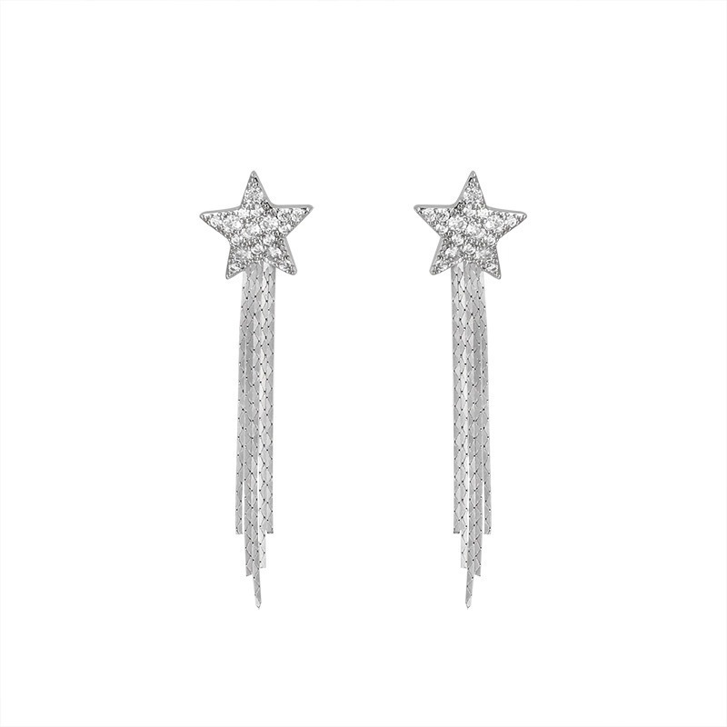 925 Silver Needle Star Tassel Earrings for Women, 2024 New bestseller Stud earrings, niche design sense, high-end and elegant earrings Item Picture