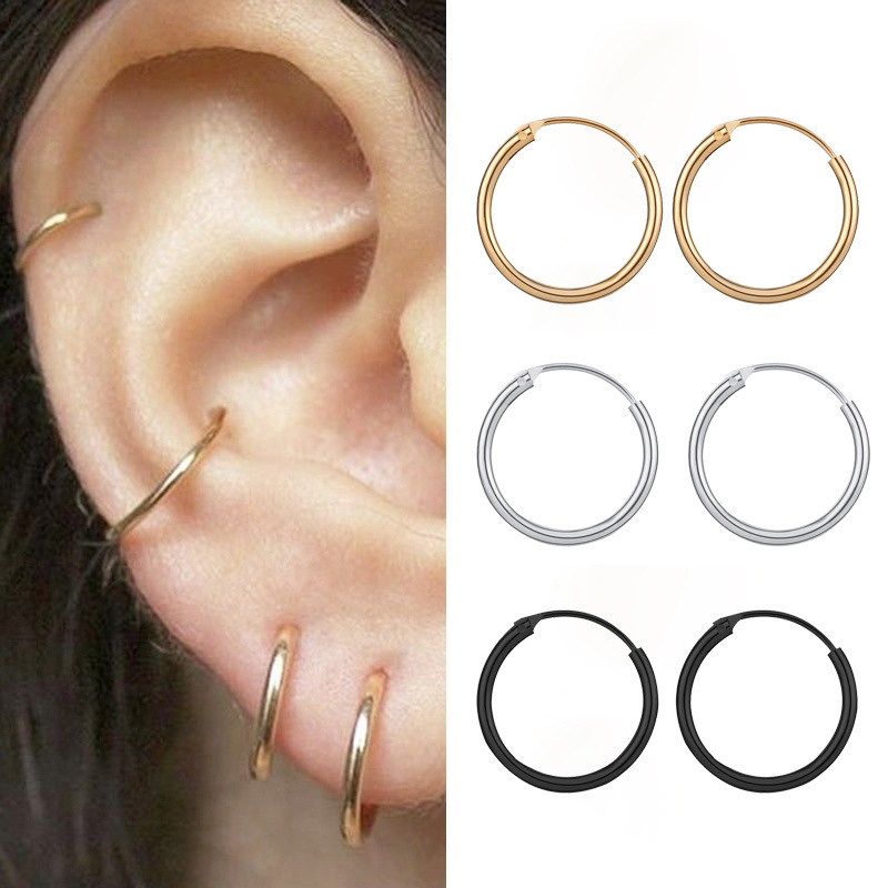 Han Zhishang Cross-border Fashion Simple round metal small earrings Creative punk personality hip-hop ear rings full figure
