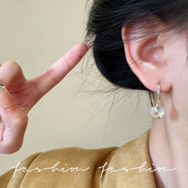 New high-end, light luxury, niche fashion, elegant and refined female stud earrings, unique zircon earrings, versatile earrings, simple and elegant Application Scenario
