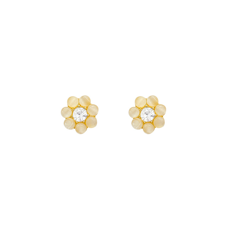 Sweet and elegant flower pearl stud earrings, light luxury and high-end feel, elegant and grand earrings and earrings, new women's ear pendant accessories Item Picture