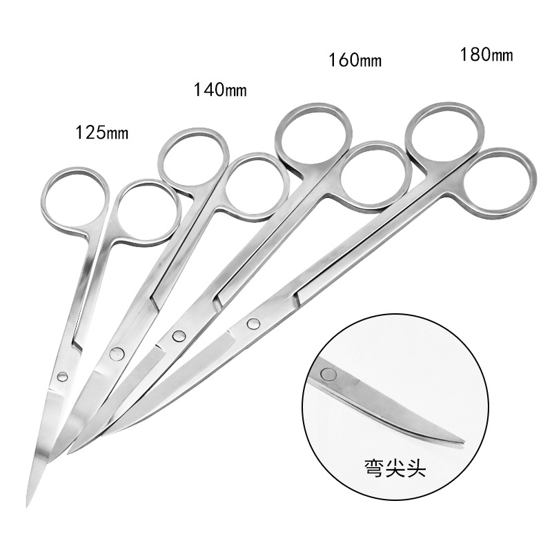 Hot-selling stainless steel scissors, elbow tips, 14cm, 16cm, 18cm, teaching scissors, experimental textbooks, first aid kit accessories details Picture