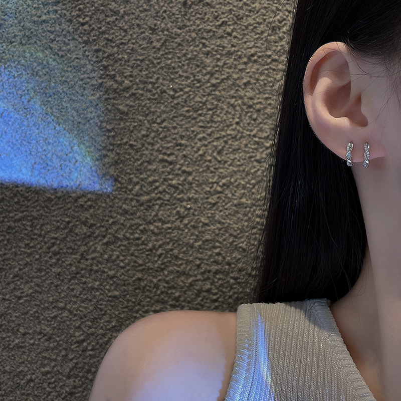 Micro-inlaid zircon circular ear buckle women's Japanese and Korean simple and elegant light luxury earrings, niche design ear care accessories wholesale Application Scenario